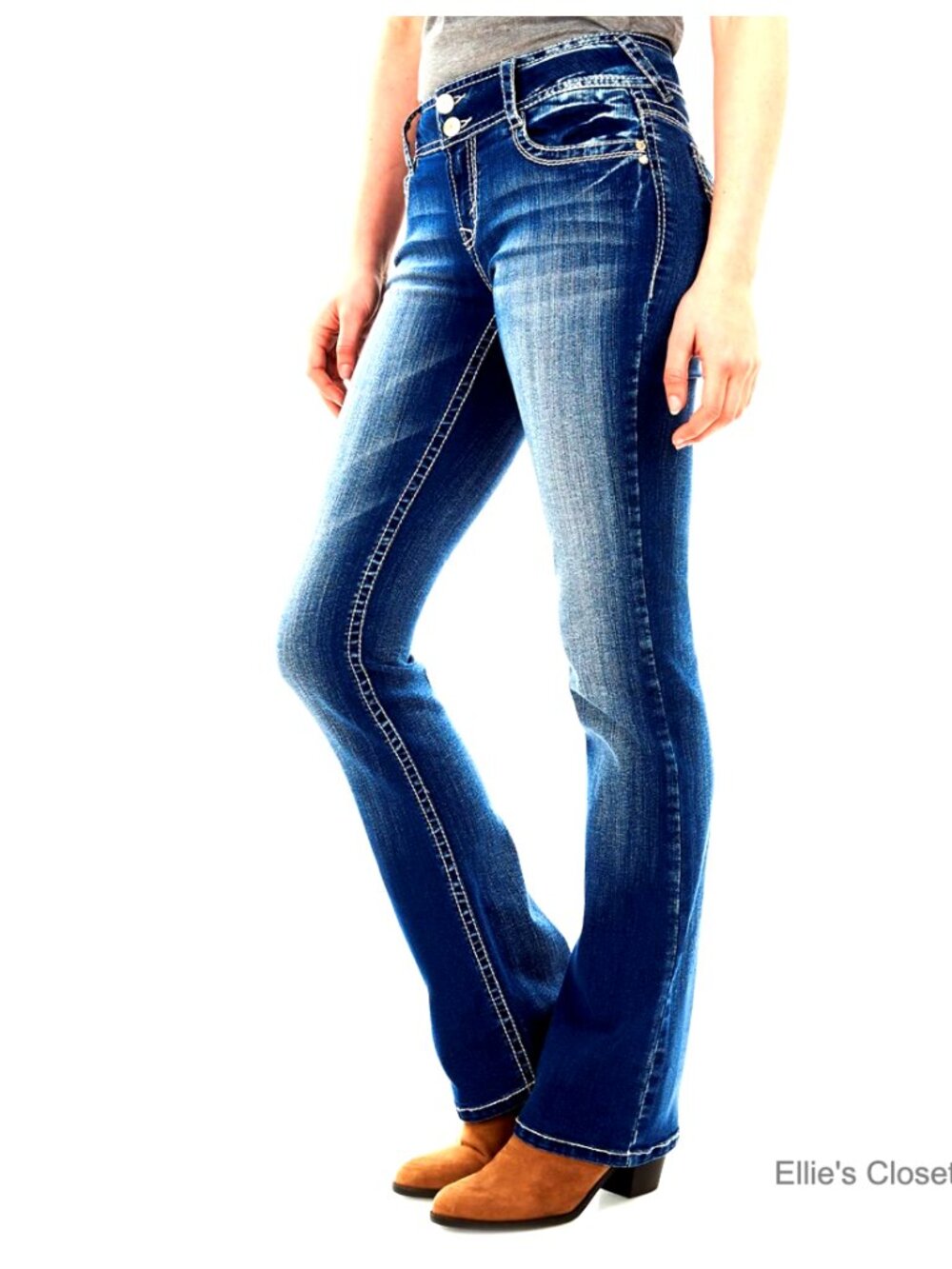 Mid Rise Bootcut Jeans, Stretch Denim, Size Inclusive Juniors Jeans